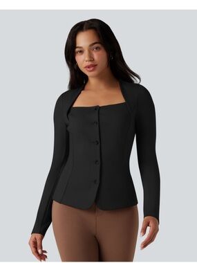 Square Neck Button Fly Work Shirt/Blazer